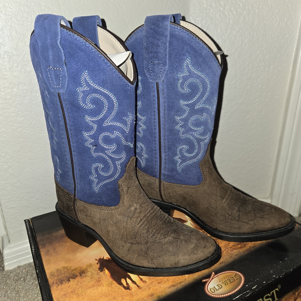 Blue and Brown Western Cowboy Boots